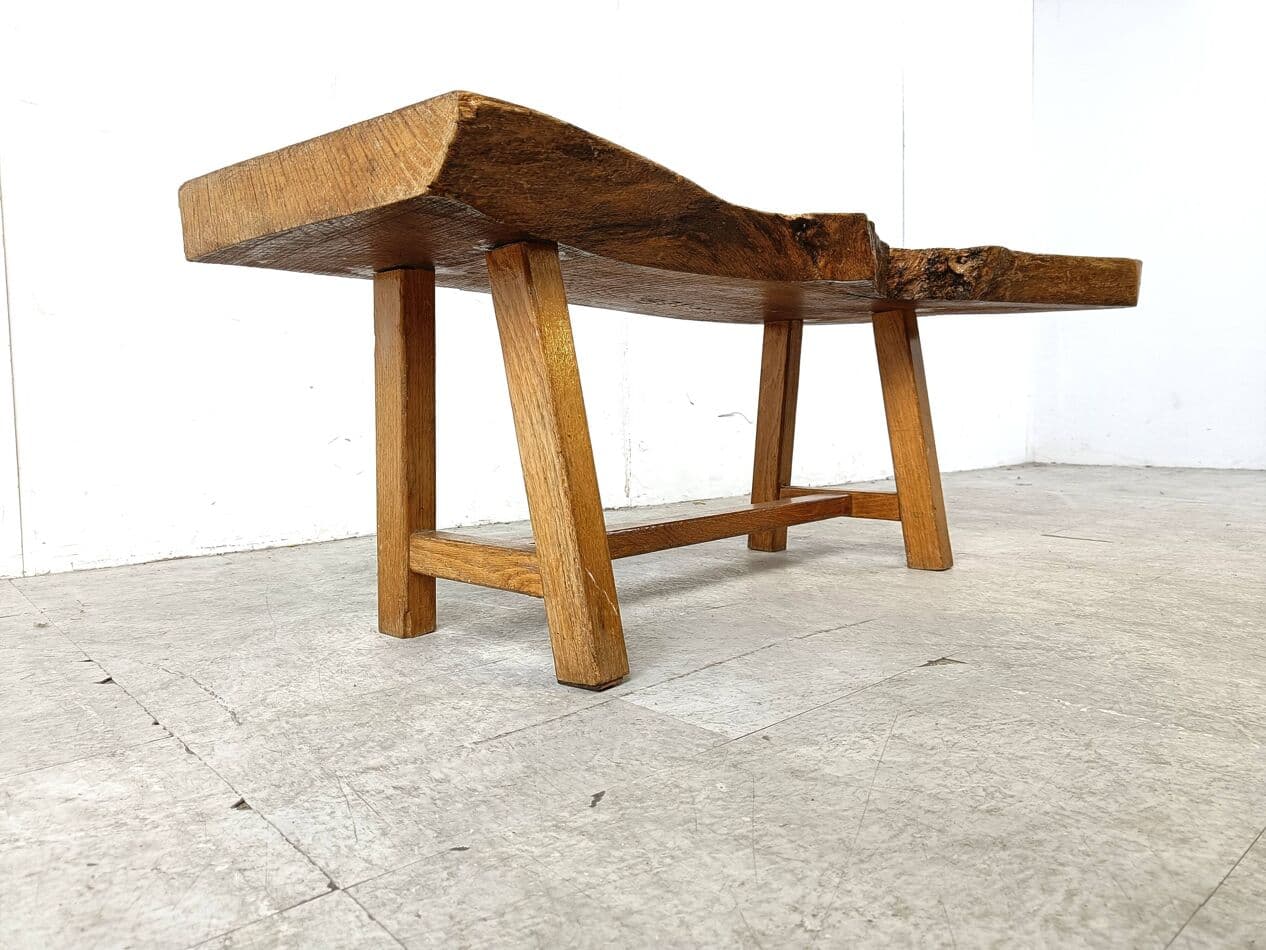 Coffee table Brutalist, brown wood, Belgium, 1960s. - 271230