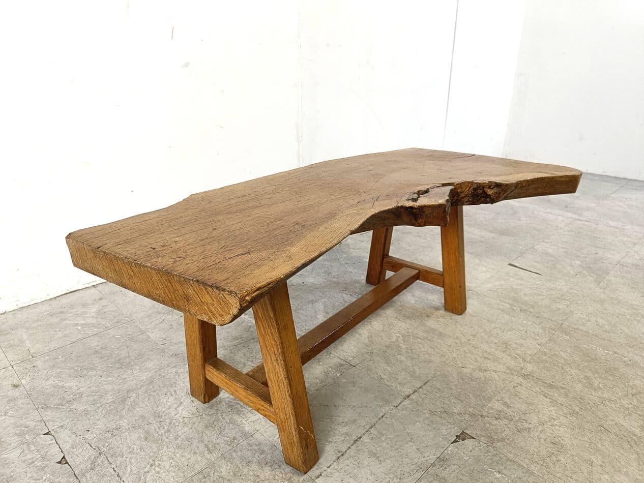 Coffee table Brutalist, brown wood, Belgium, 1960s. - 271228
