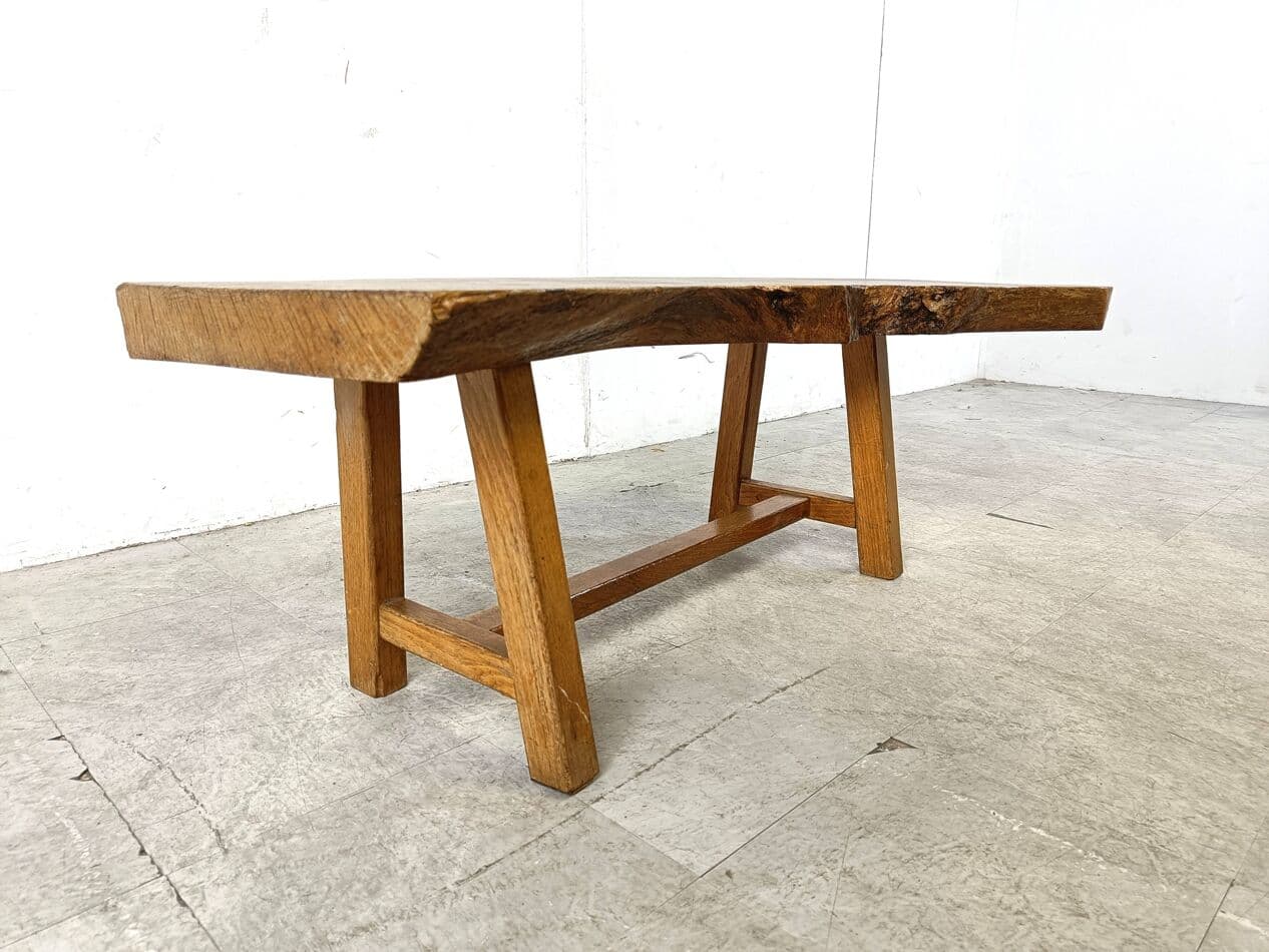 Coffee table Brutalist, brown wood, Belgium, 1960s. - 271229