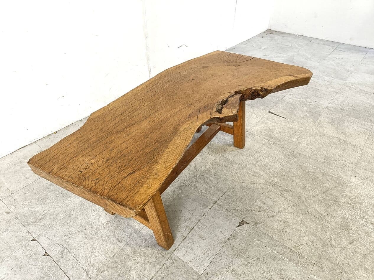 Coffee table Brutalist, brown wood, Belgium, 1960s. - 271227