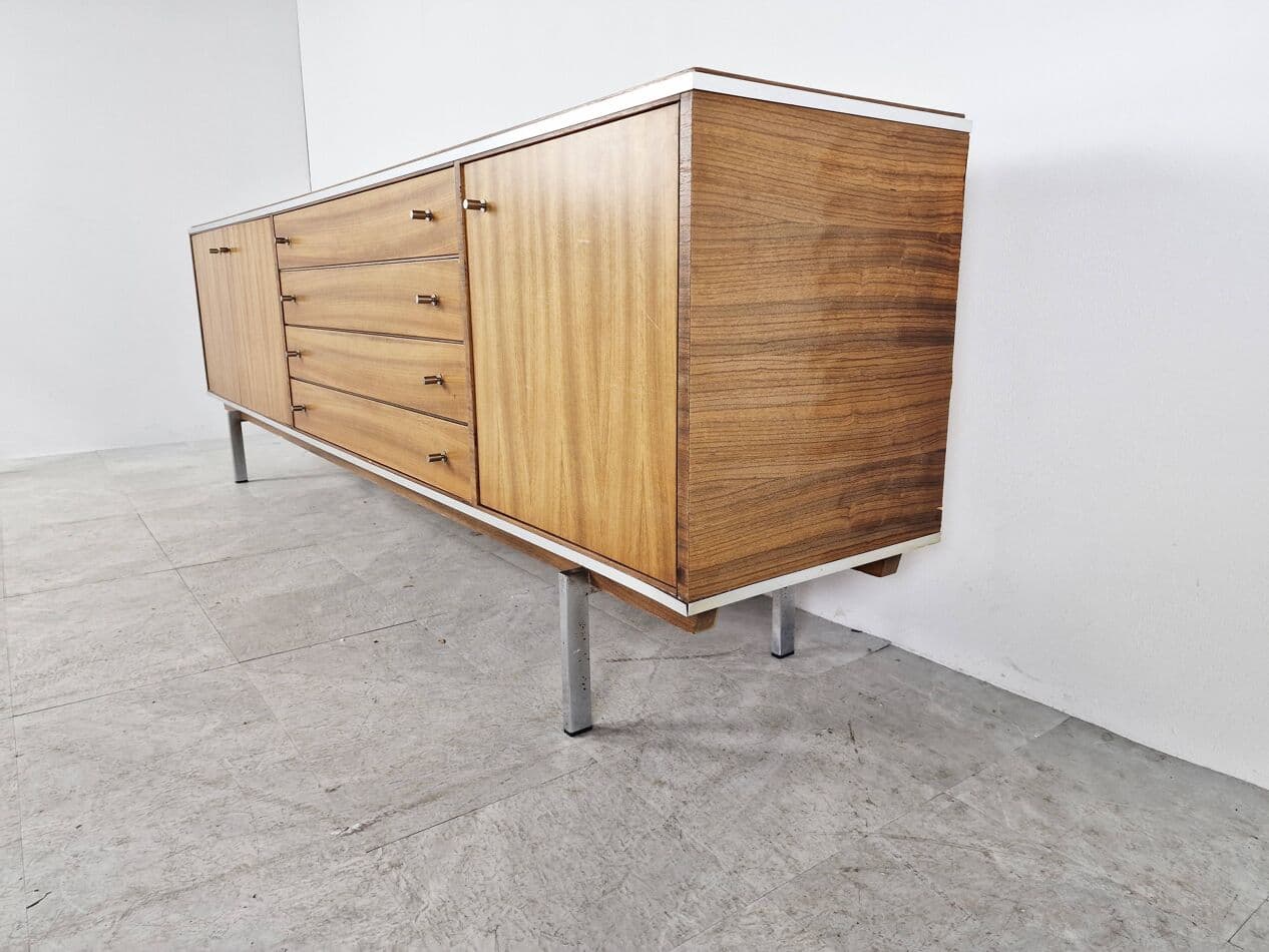 Sideboard, brązowy, drewno, proj. P. De Bruyne, Belgia, lata 60. - 271194