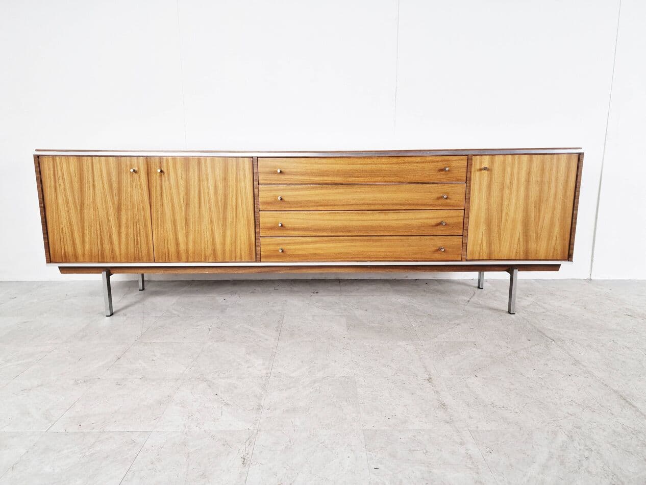 Sideboard, brązowy, drewno, proj. P. De Bruyne, Belgia, lata 60. - 271193
