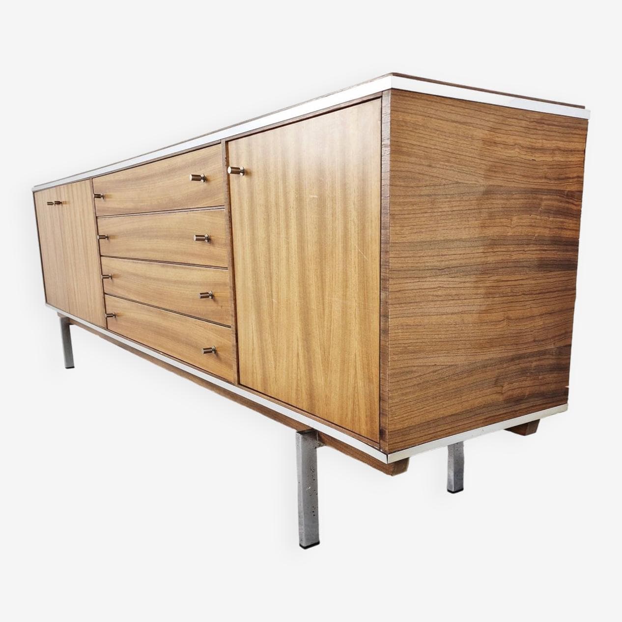 Sideboard, brązowy, drewno, proj. P. De Bruyne, Belgia, lata 60. - 271185