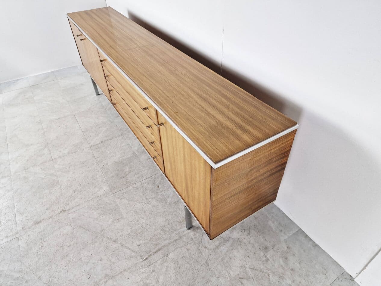 Sideboard, brązowy, drewno, proj. P. De Bruyne, Belgia, lata 60. - 271187