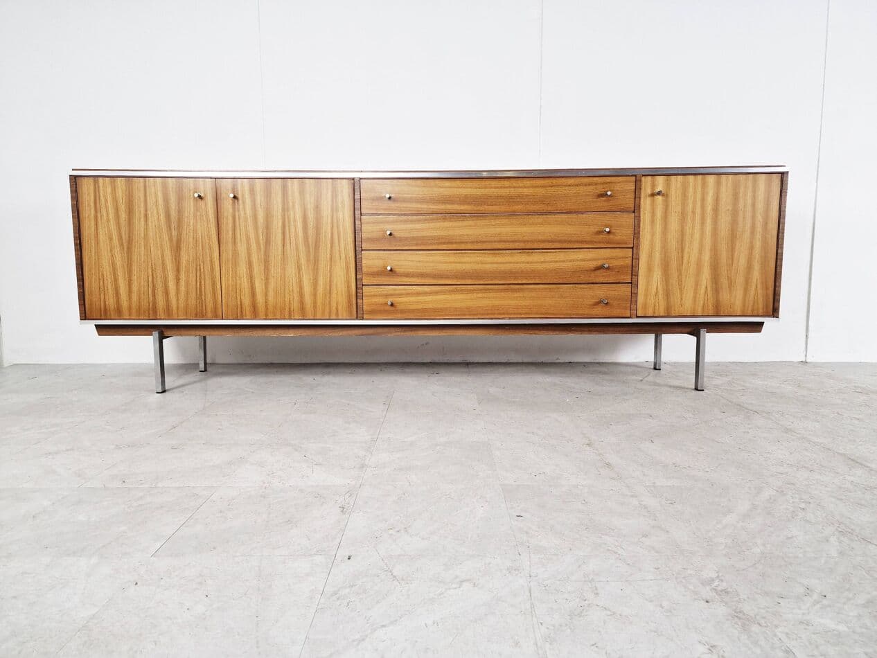 Sideboard, brązowy, drewno, proj. P. De Bruyne, Belgia, lata 60. - 271192