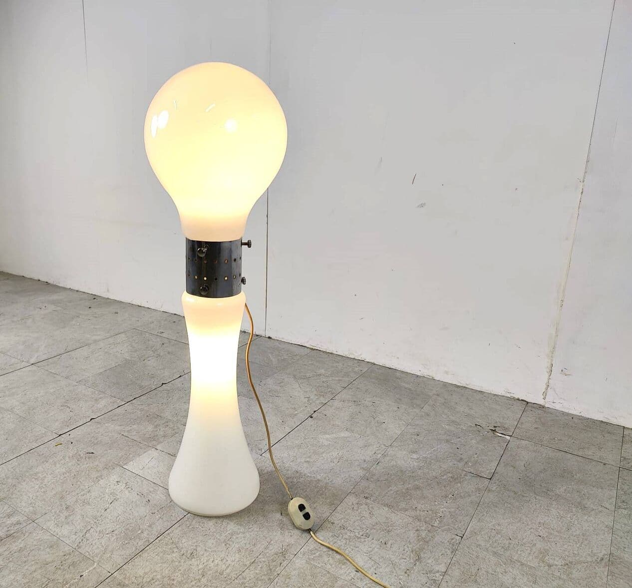 Lampa podłogowa Birillo, biała, szkło, proj. C. Nason, Mazzega, Włochy, lata 60. - 271181