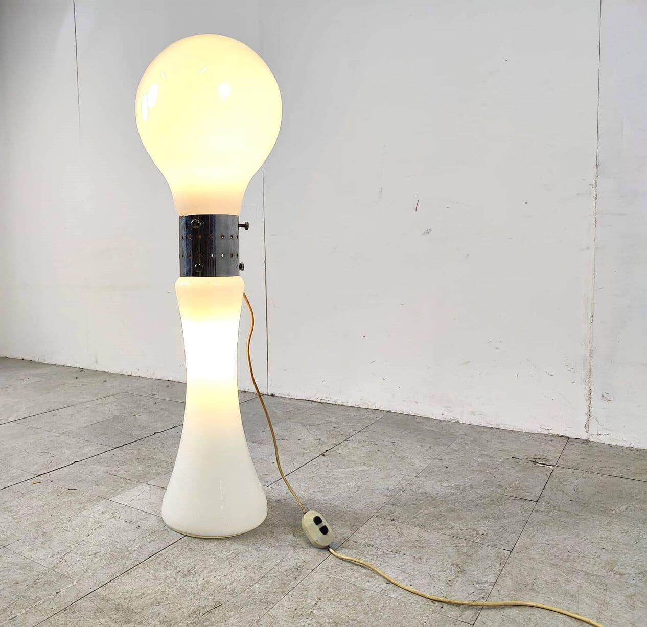 Lampa podłogowa Birillo, biała, szkło, proj. C. Nason, Mazzega, Włochy, lata 60. - 271180