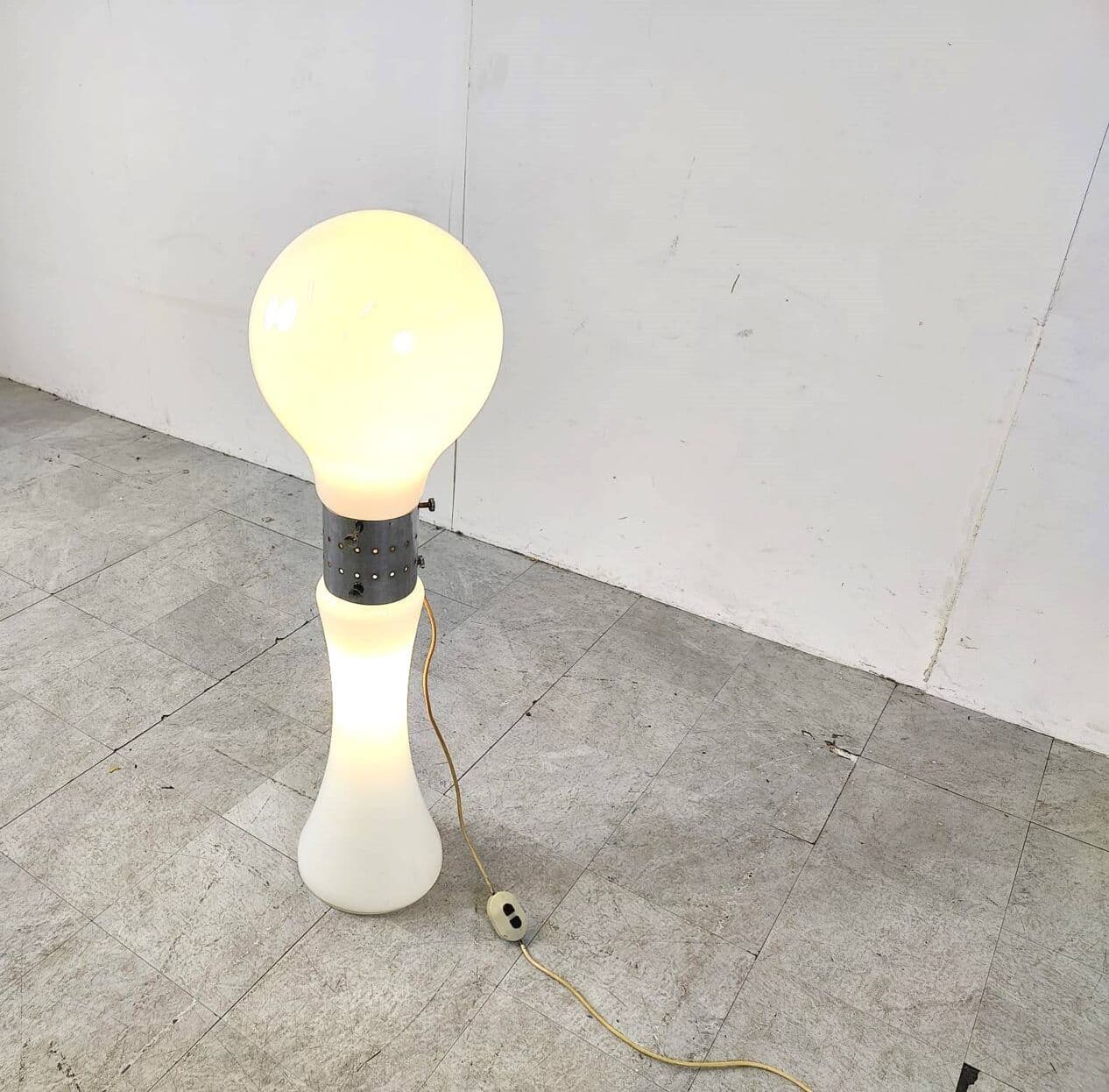 Lampa podłogowa Birillo, biała, szkło, proj. C. Nason, Mazzega, Włochy, lata 60. - 271179