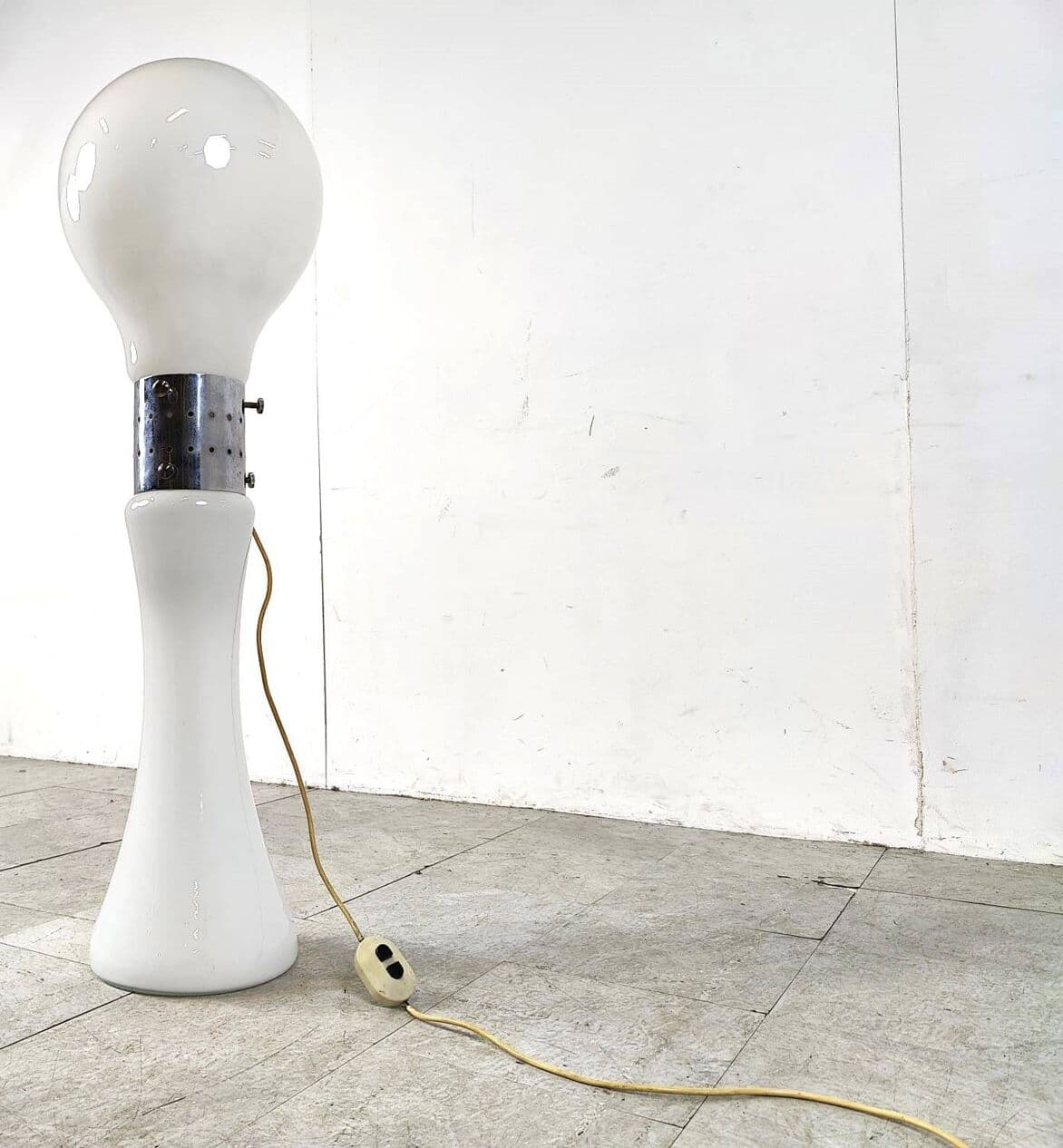 Lampa podłogowa Birillo, biała, szkło, proj. C. Nason, Mazzega, Włochy, lata 60. - 271183
