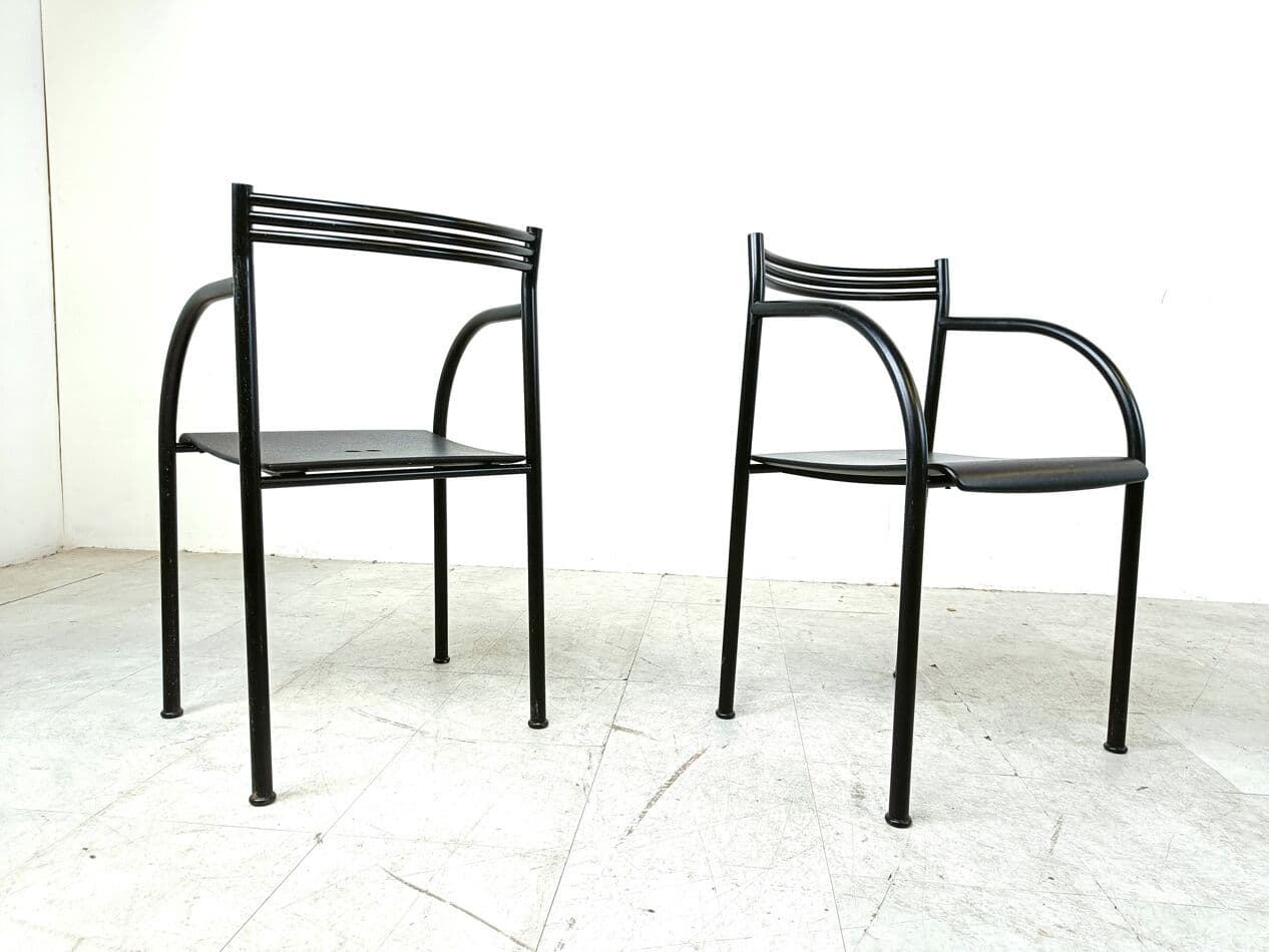 Set of four Spanish Francesca armchairs, black metal, by P. Starck, Italy, 1980s. - 271138