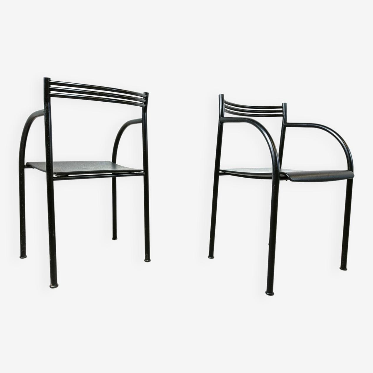 Set of four Spanish Francesca armchairs, black metal, by P. Starck, Italy, 1980s. - 271137