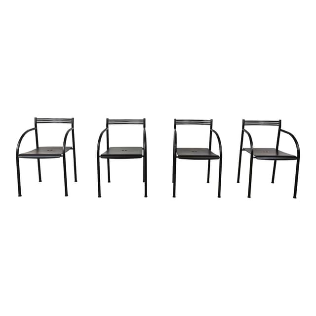 Set of four Spanish Francesca armchairs, black metal, by P. Starck, Italy, 1980s. - DIMENSION