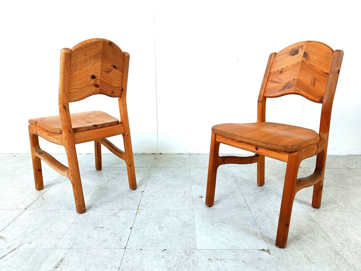 Set of Six Chairs, Brown Pine, Denmark, 1970s. - 271122