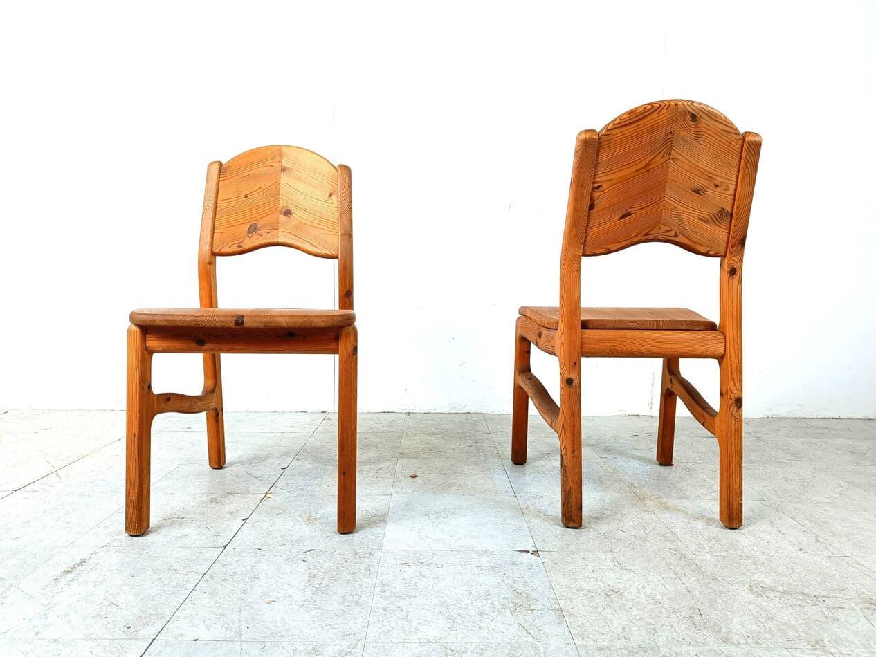 Set of Six Chairs, Brown Pine, Denmark, 1970s. - 271124