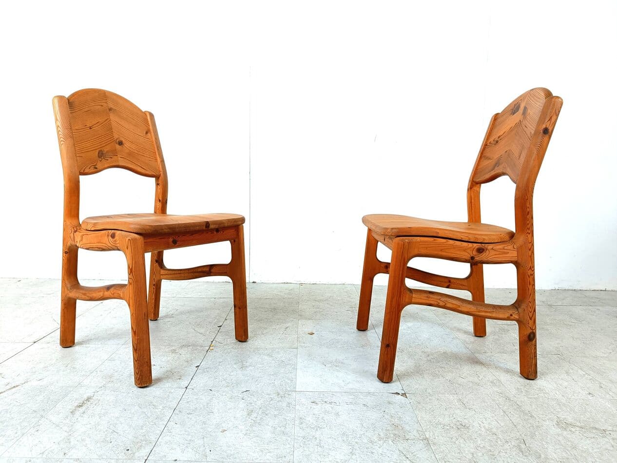 Set of Six Chairs, Brown Pine, Denmark, 1970s. - 271123