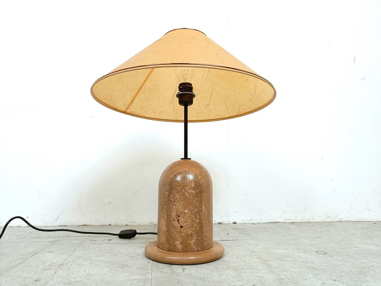 Lampa stołowa, beżowy, trawertyn, lata 70. - 271085