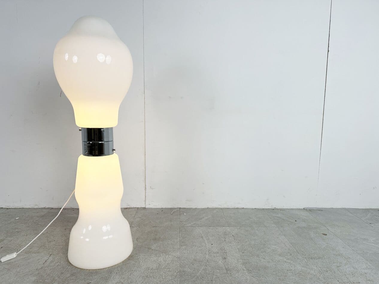 Lampa podłogowa, szkło Murano białe, proj. C. Nason, Mazzega, Włochy, lata 60. - 271025