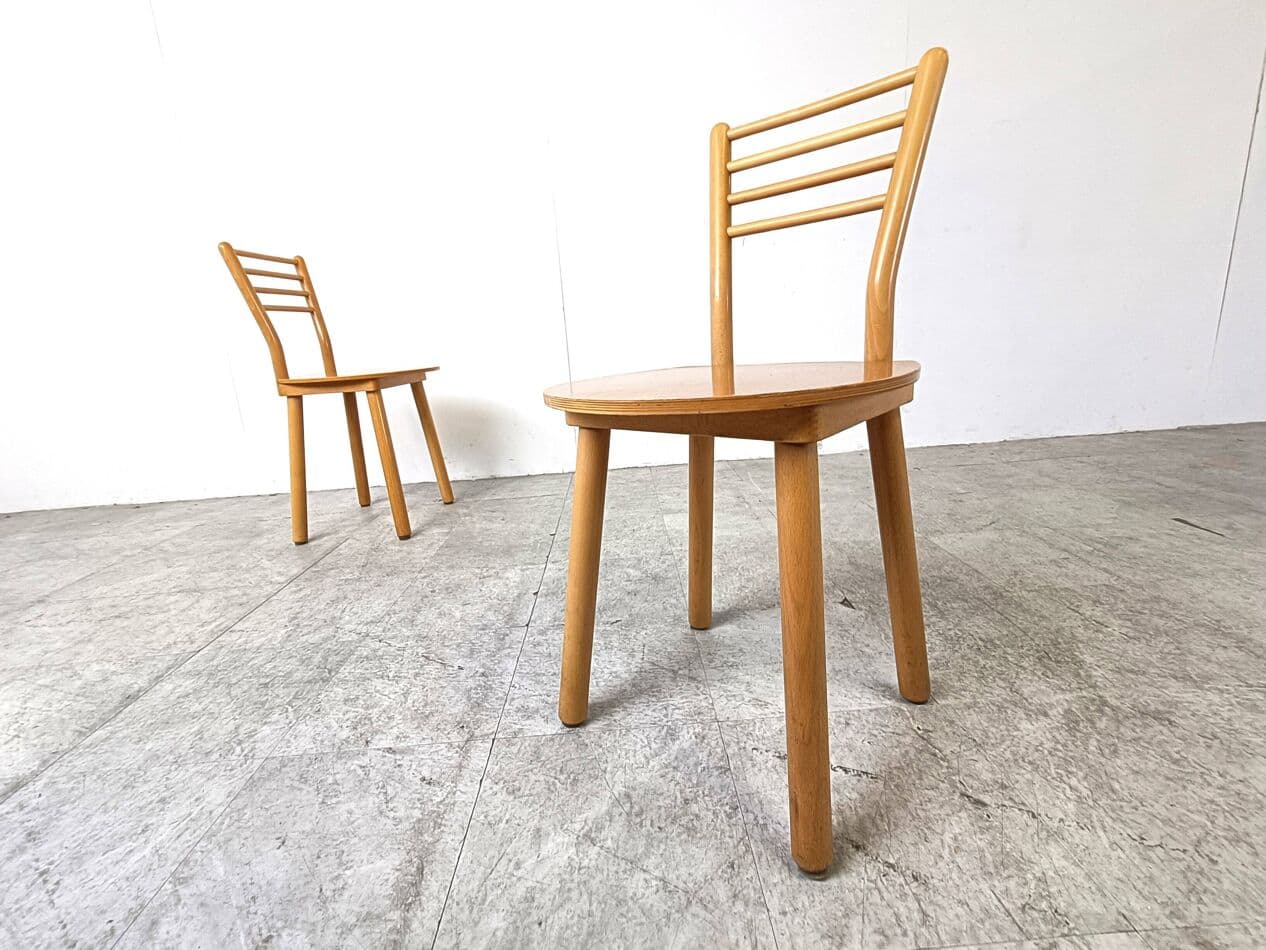 Set of eight Scandinavian chairs, brown, wood, Denmark, 1970s. - 271010