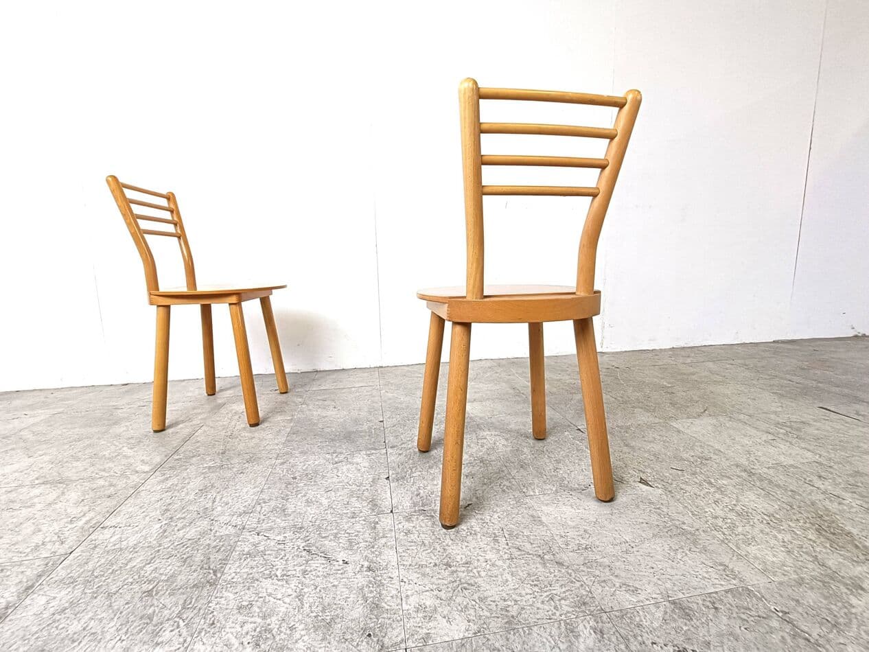 Set of eight Scandinavian chairs, brown, wood, Denmark, 1970s. - 271017