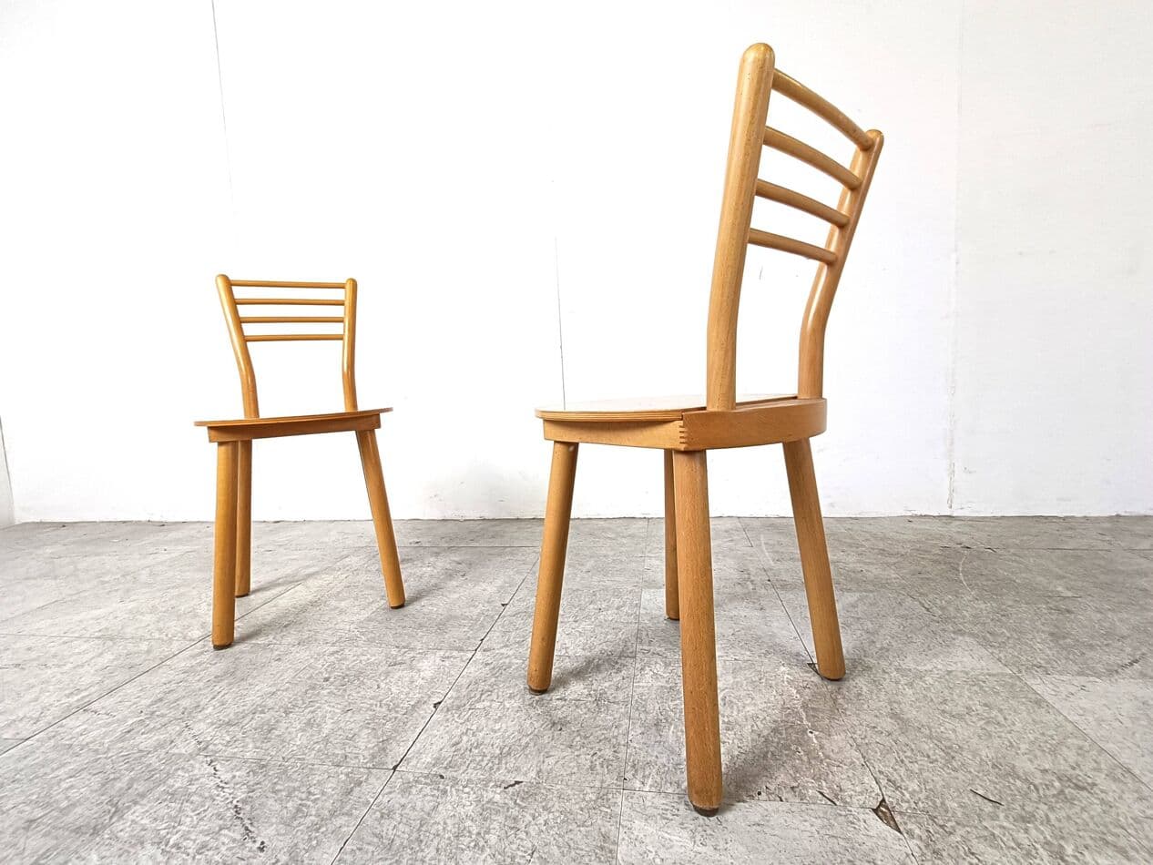Set of eight Scandinavian chairs, brown, wood, Denmark, 1970s. - 271018