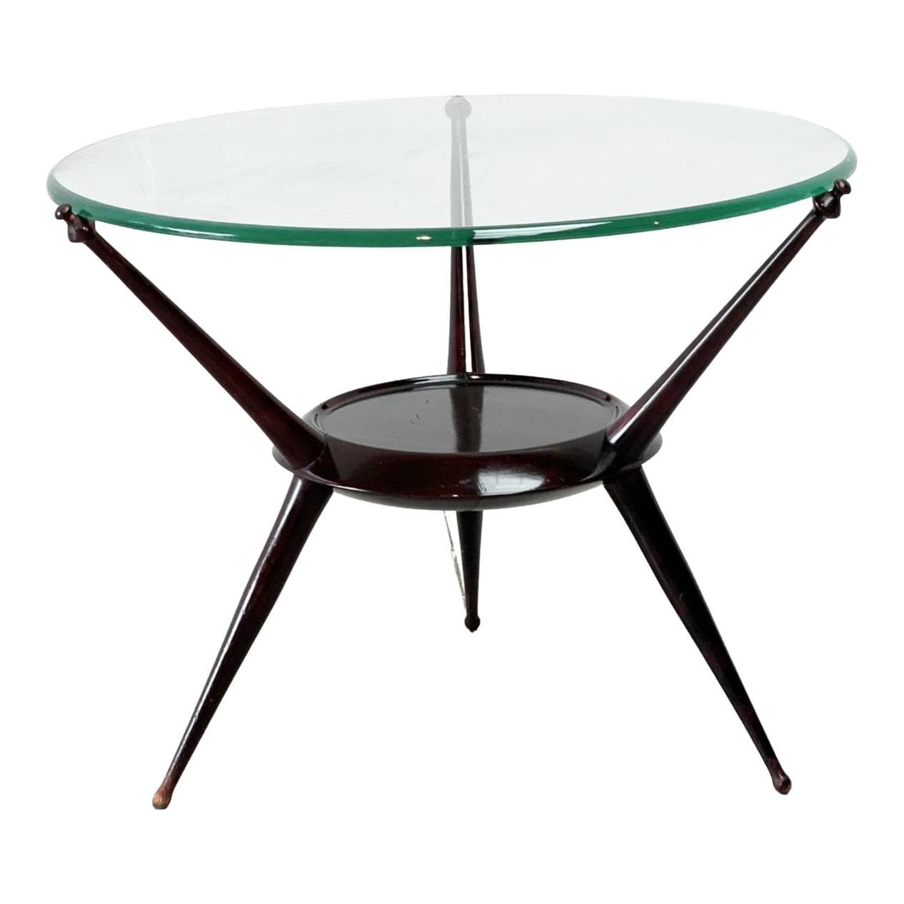 Coffee table, brown wood, glass, Italy, 1950s