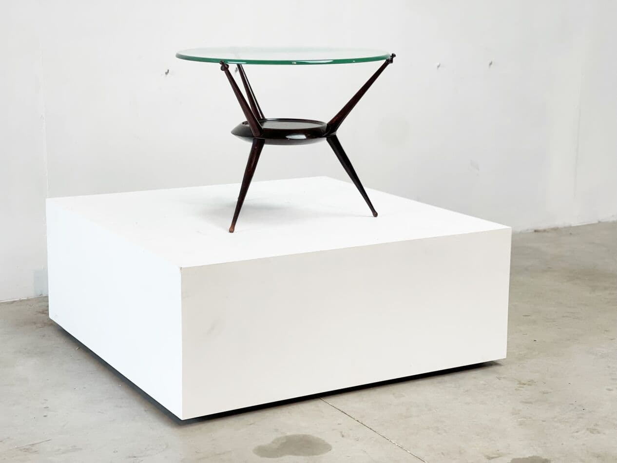 Coffee table, brown wood, glass, Italy, 1950s - 270940