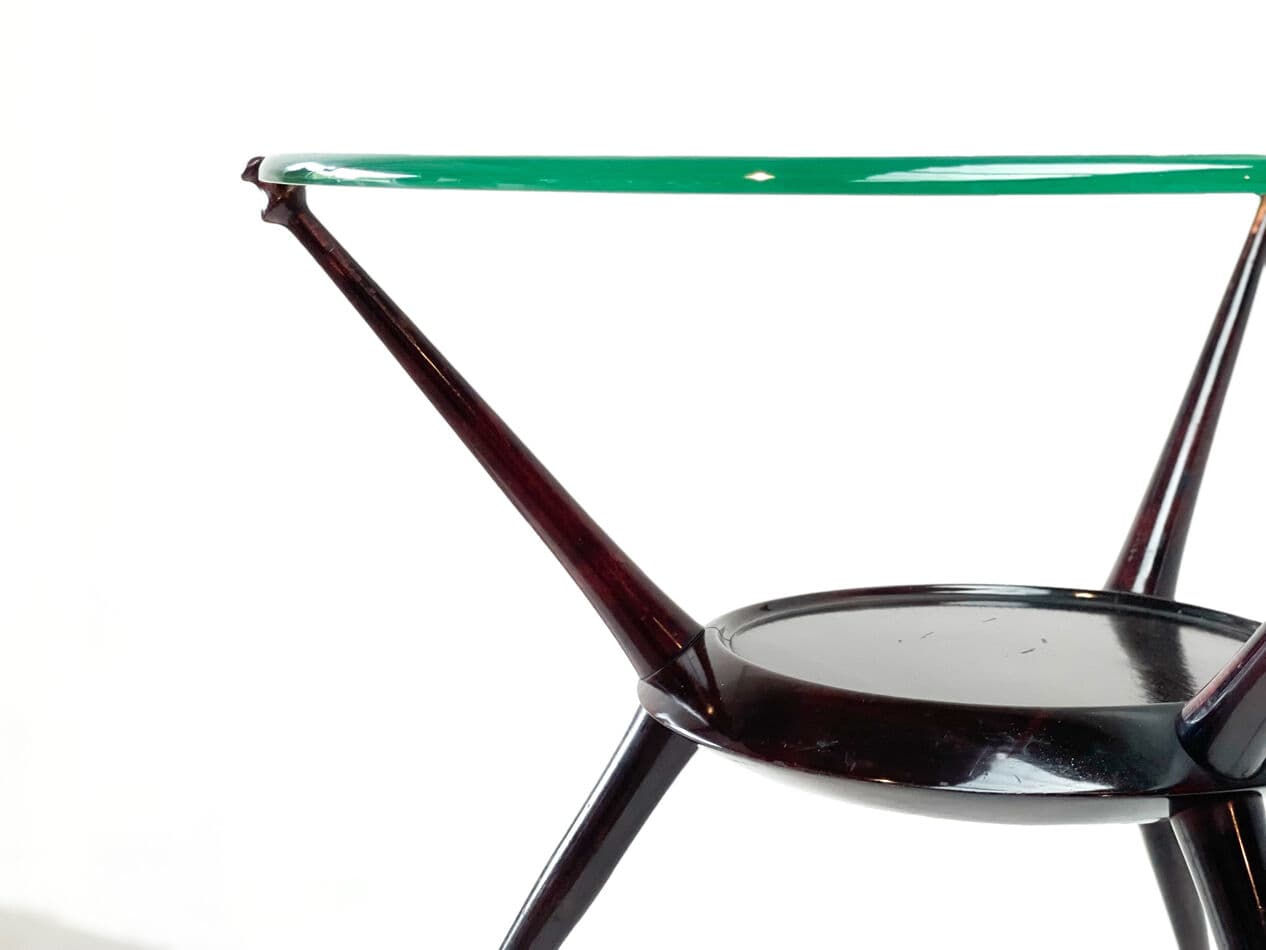 Coffee table, brown wood, glass, Italy, 1950s - 270936