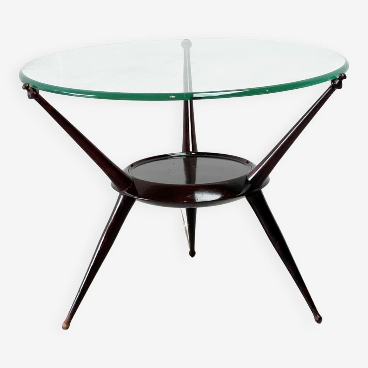 Coffee table, brown wood, glass, Italy, 1950s - 270933