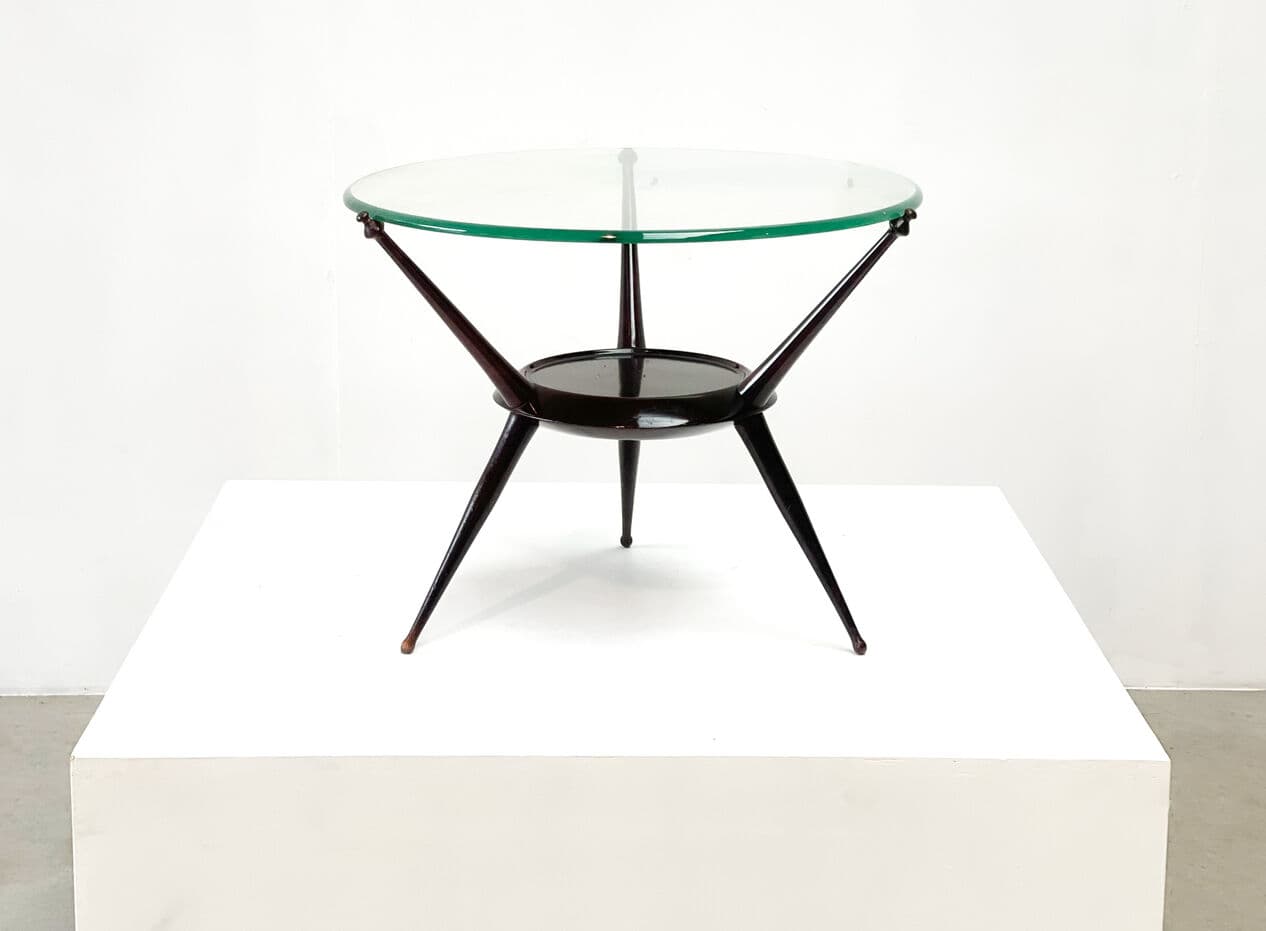 Coffee table, brown wood, glass, Italy, 1950s - 270934