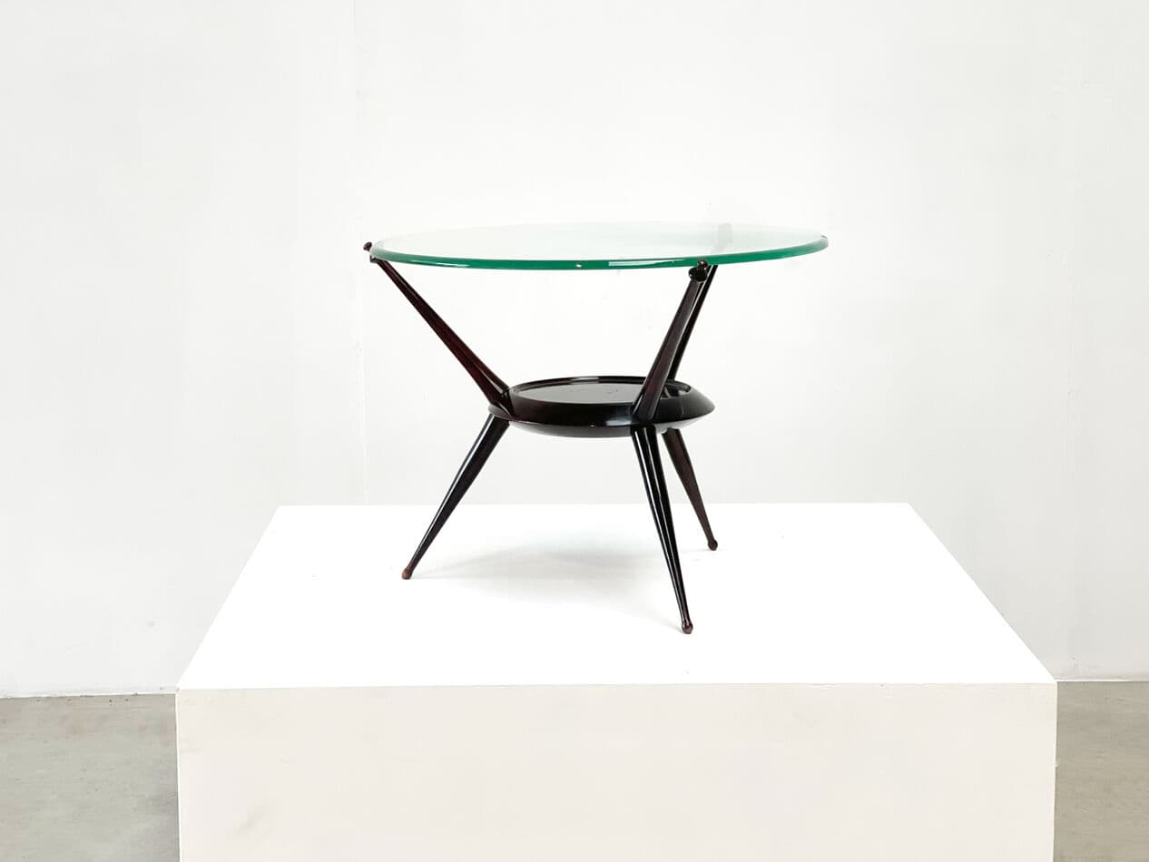 Coffee table, brown wood, glass, Italy, 1950s - 270939