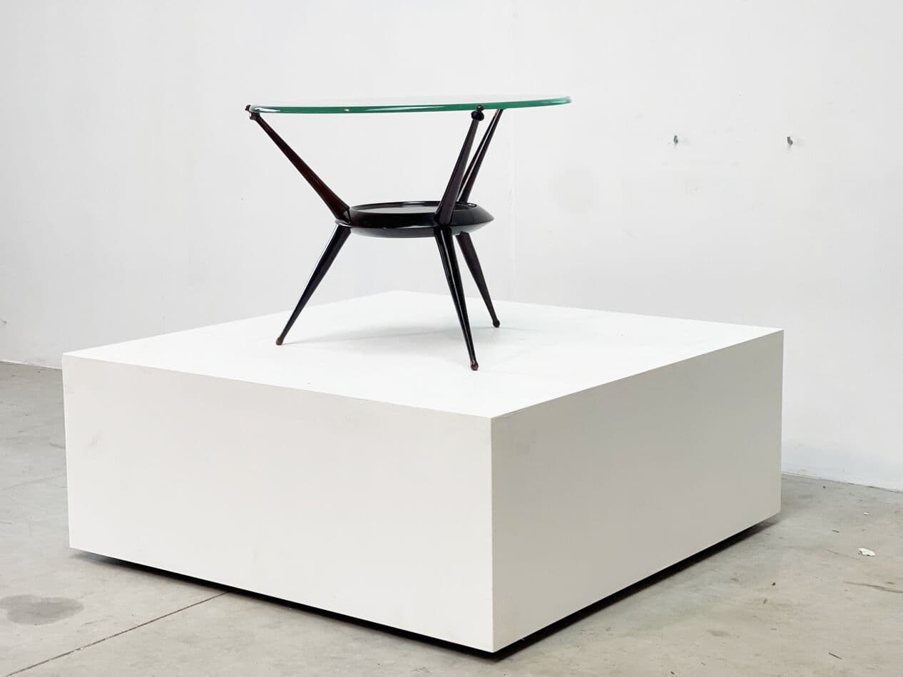 Coffee table, brown wood, glass, Italy, 1950s - 270938