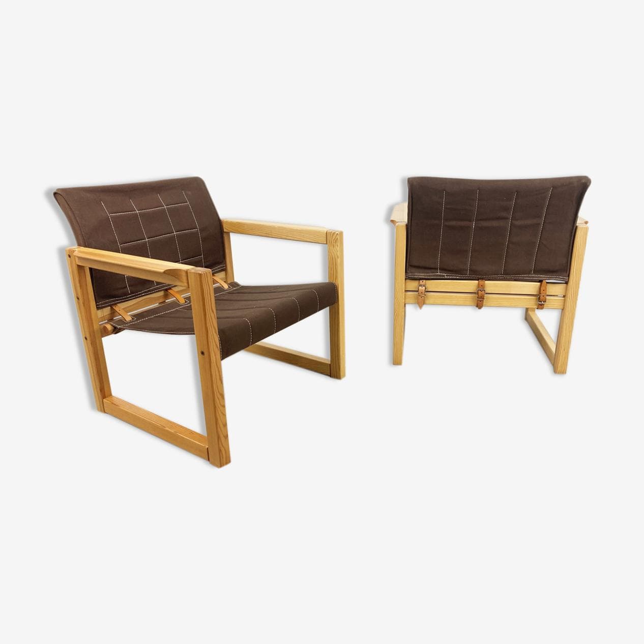 Para foteli Diana, brązowy, sosna, proj. K. Mobring, Ikea, Szwecja, lata 80. - 270912
