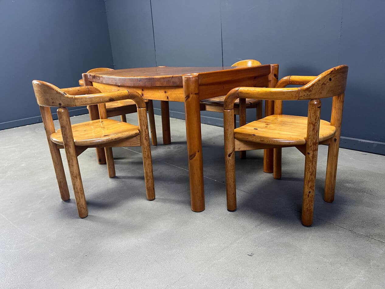 Dining set, beige pine, Denmark, 1970s. - 270865