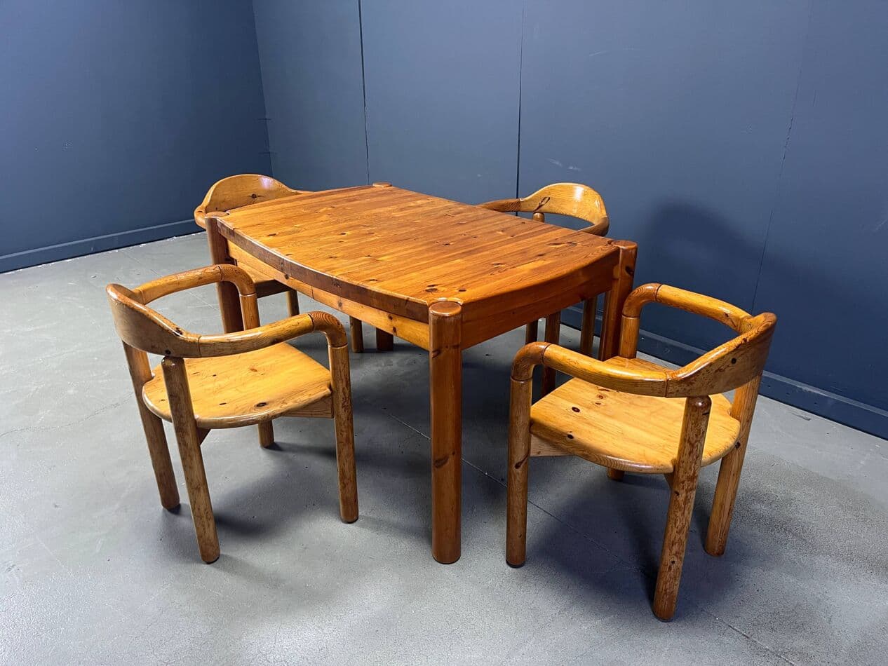 Dining set, beige pine, Denmark, 1970s. - 270863