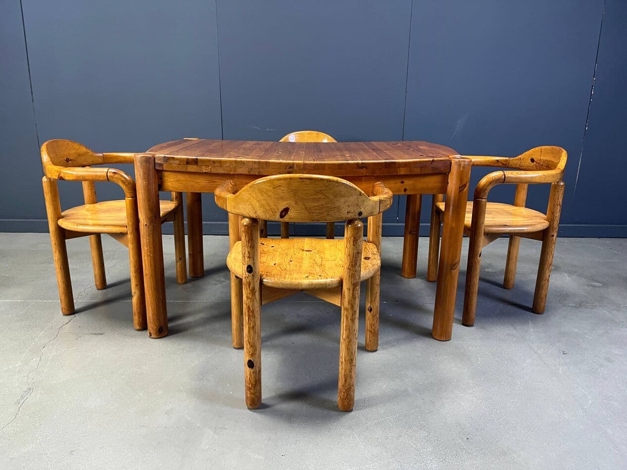Dining set, beige pine, Denmark, 1970s. - 270861