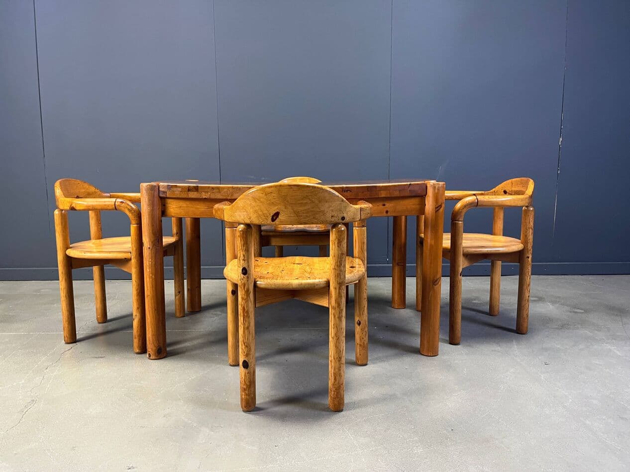 Dining set, beige pine, Denmark, 1970s. - 270860