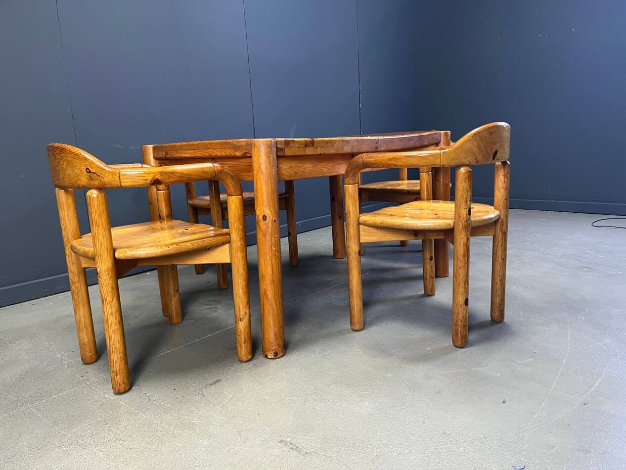 Dining set, beige pine, Denmark, 1970s. - 270864