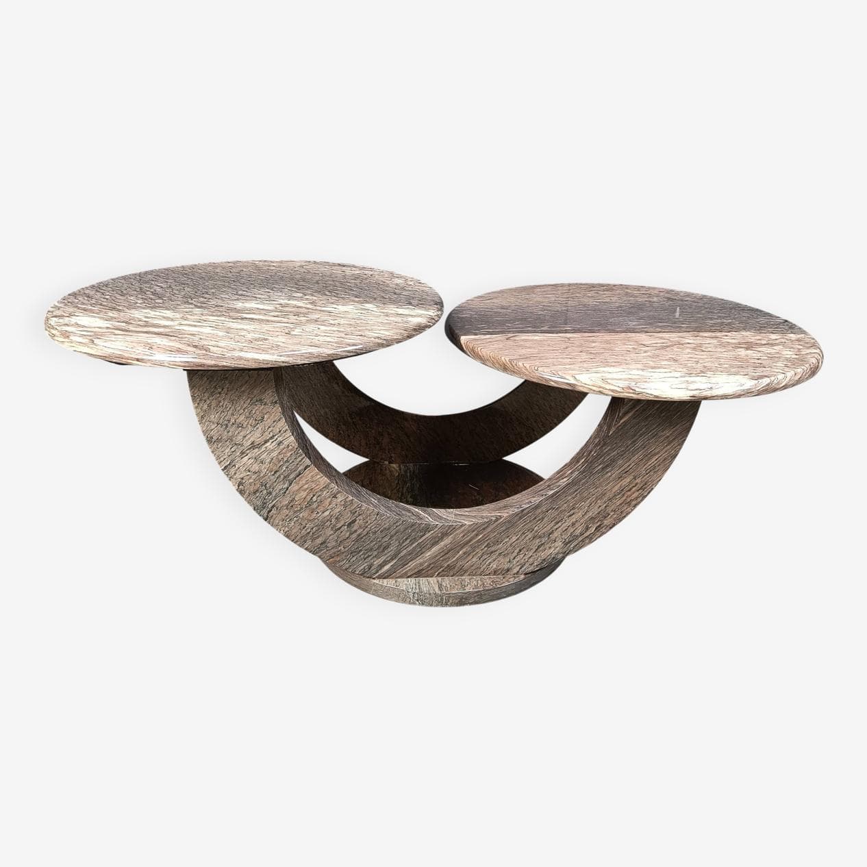 Coffee table two-tier, beige marble, Italy, 1970s. - 270820