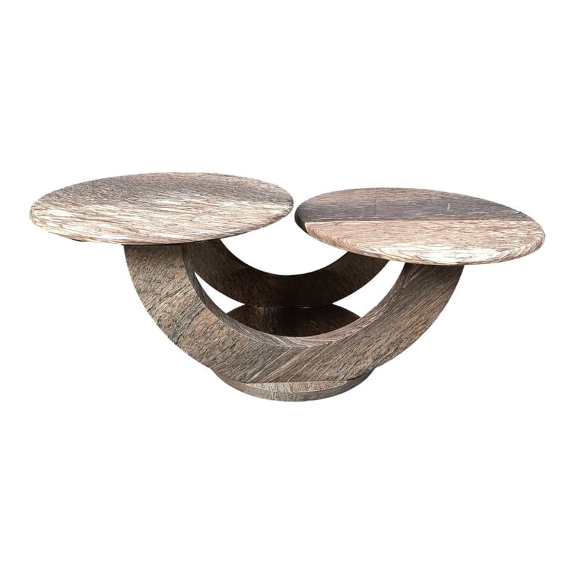 Coffee table two-tier, beige marble, Italy, 1970s.