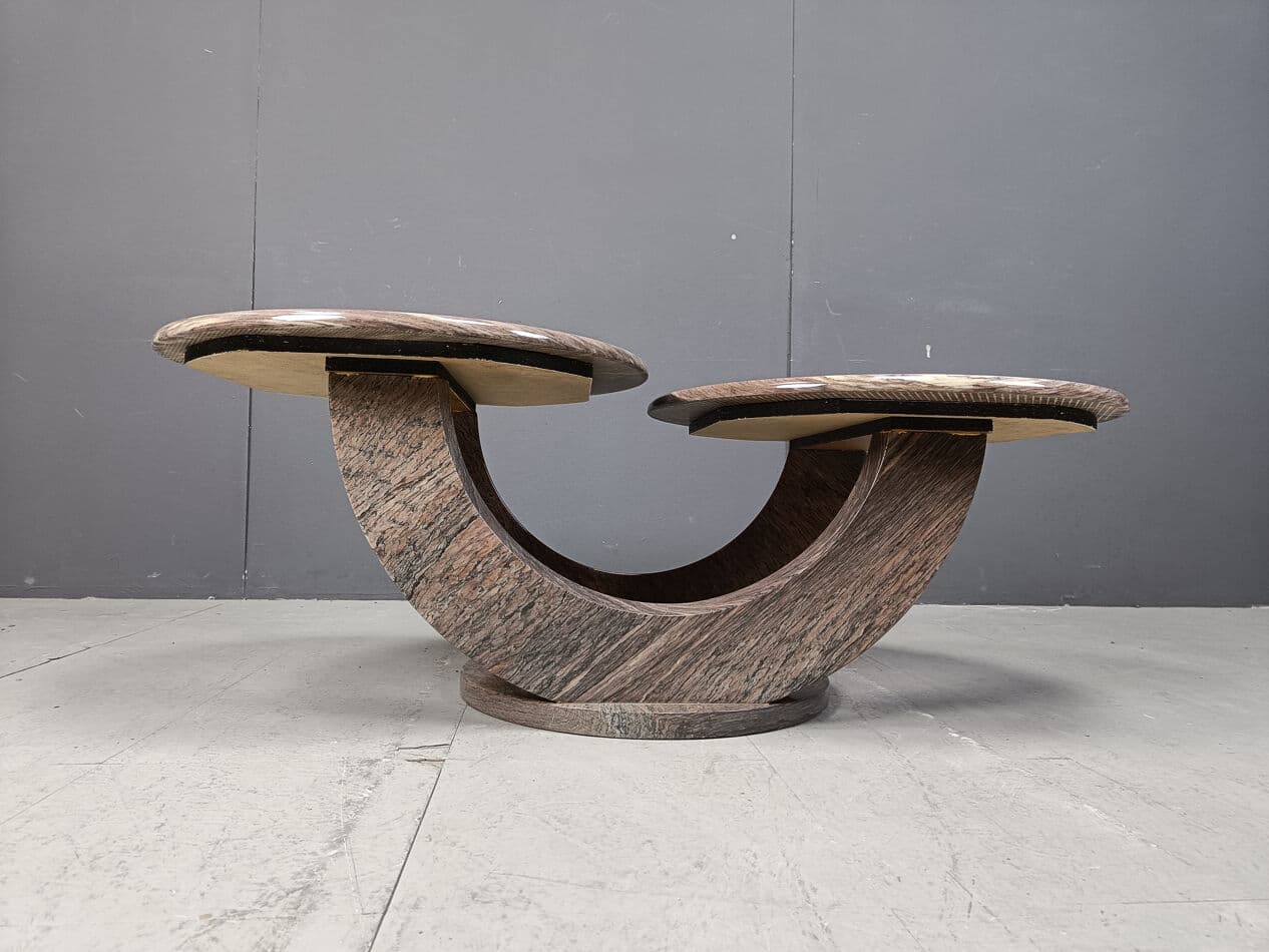 Coffee table two-tier, beige marble, Italy, 1970s. - 270818