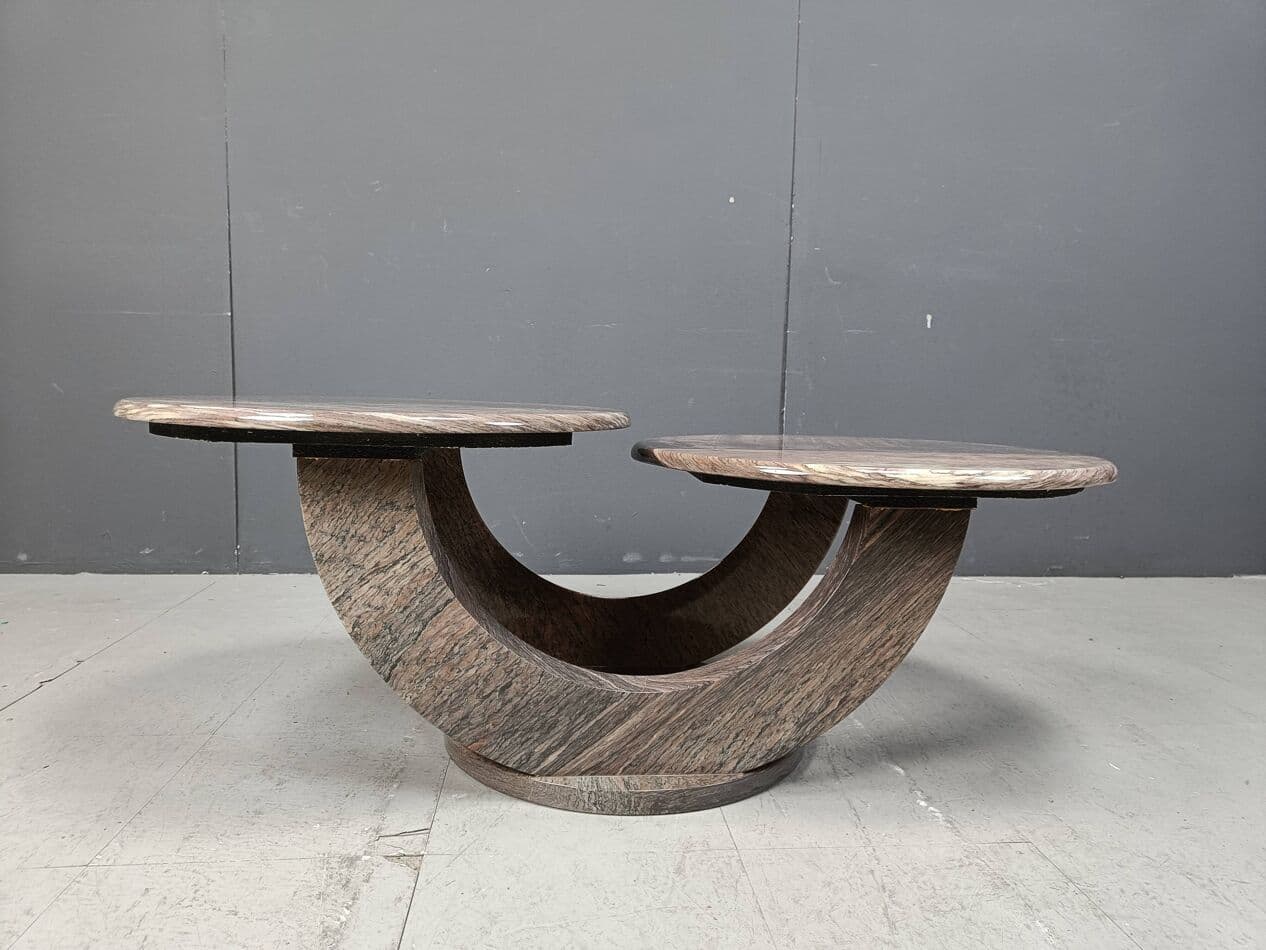 Coffee table two-tier, beige marble, Italy, 1970s. - 270816