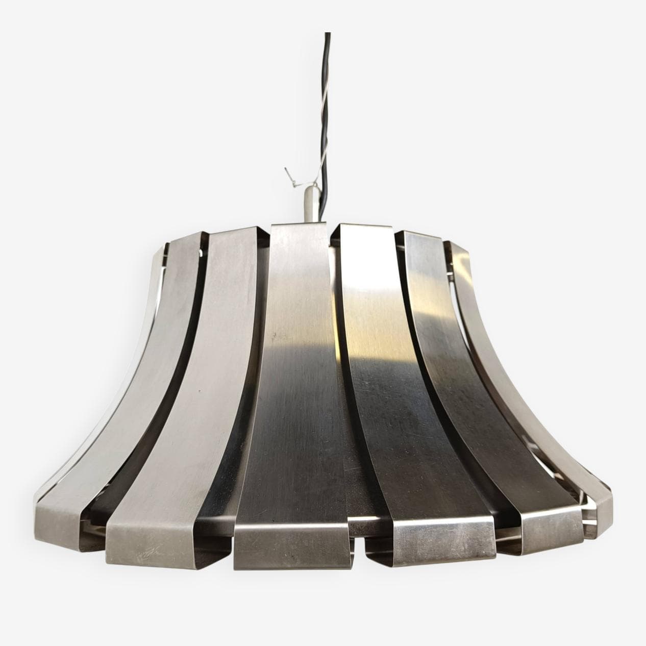 Lampa wisząca, stal nierdzewna szara, proj. E. Martinelli, Martinelli Luce, Włochy, lata 70. - 270810