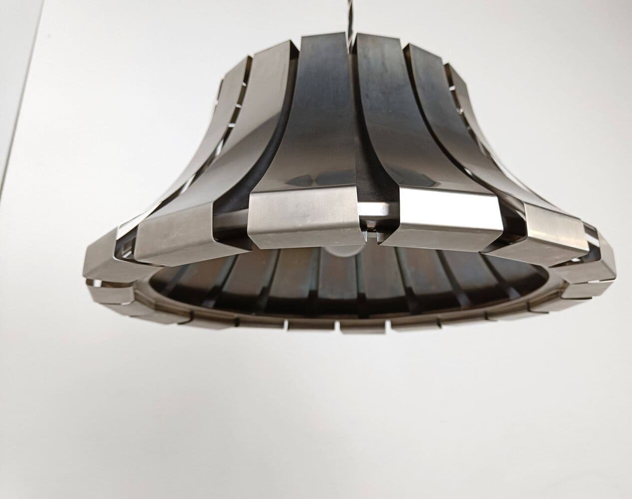 Lampa wisząca, stal nierdzewna szara, proj. E. Martinelli, Martinelli Luce, Włochy, lata 70. - 270806