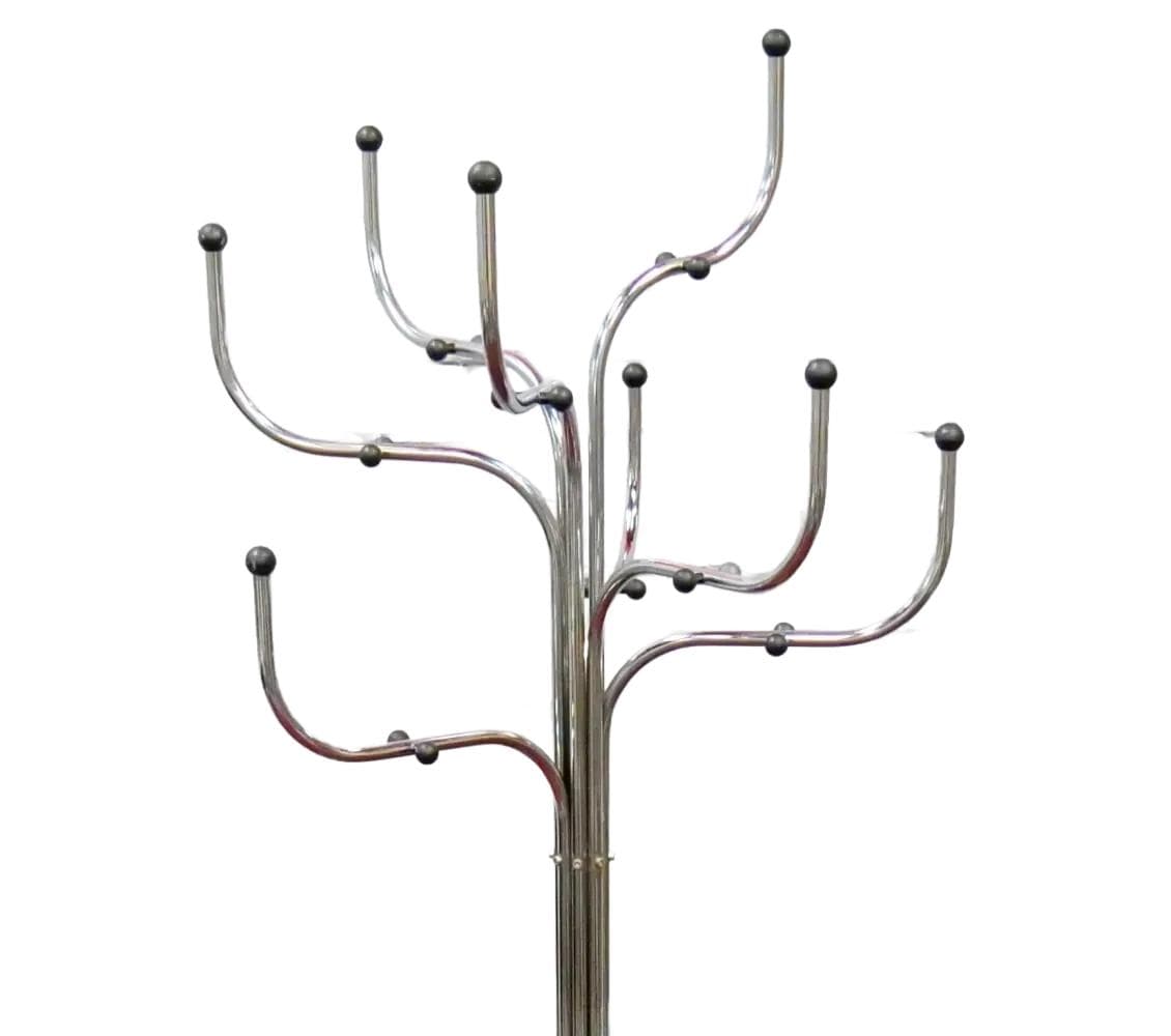 Standing coat rack Coat Tree, silver black metal, by S. Werner, Fritz Hansen, Denmark, 1970s.