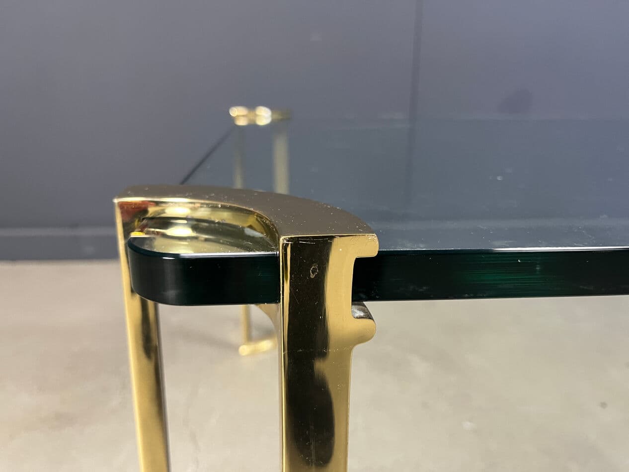 Coffee table, transparent glass, brass, Belgium, 1970s. - 270687