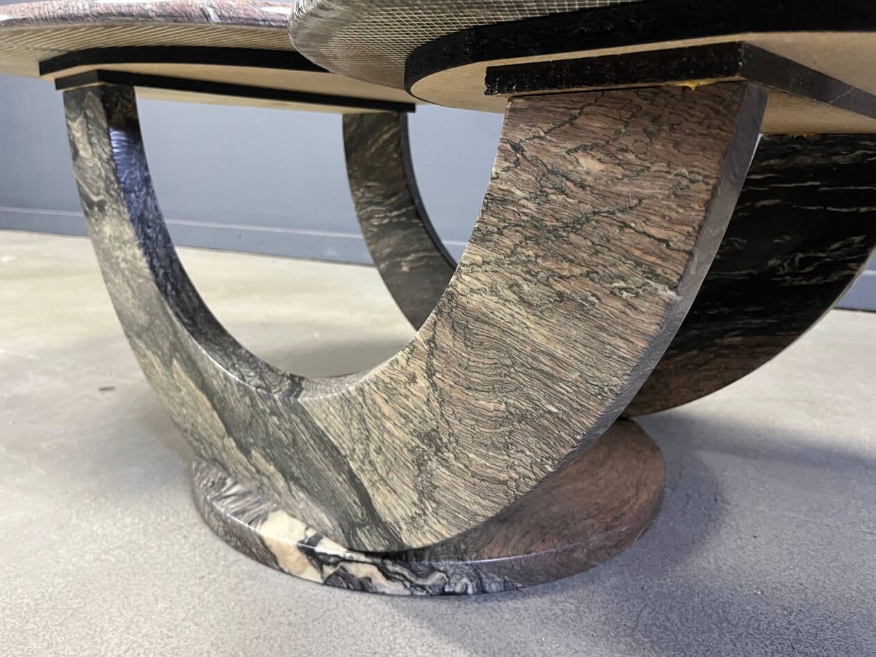 Stolik kawowy dwupoziomowy, marmur multikolor, Włochy, lata 70. - 270678