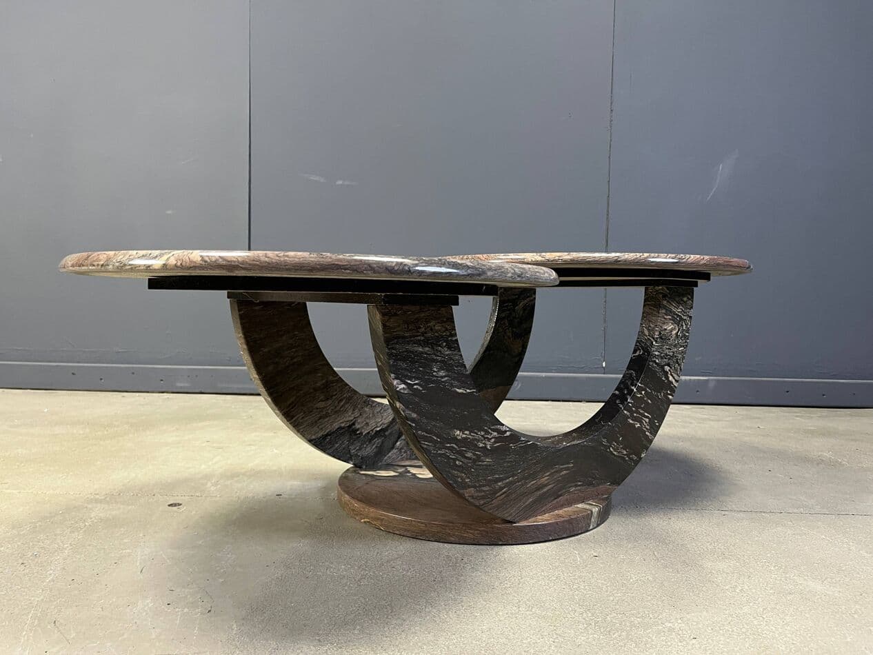 Stolik kawowy dwupoziomowy, marmur multikolor, Włochy, lata 70. - 270680