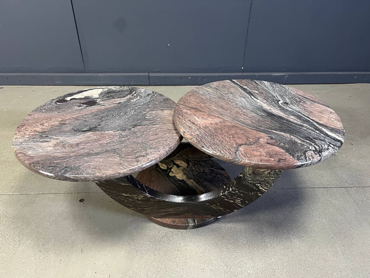 Stolik kawowy dwupoziomowy, marmur multikolor, Włochy, lata 70. - 270673