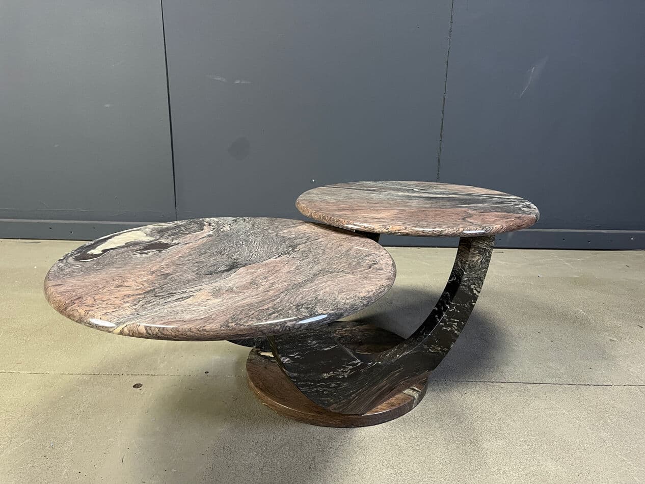 Stolik kawowy dwupoziomowy, marmur multikolor, Włochy, lata 70. - 270682