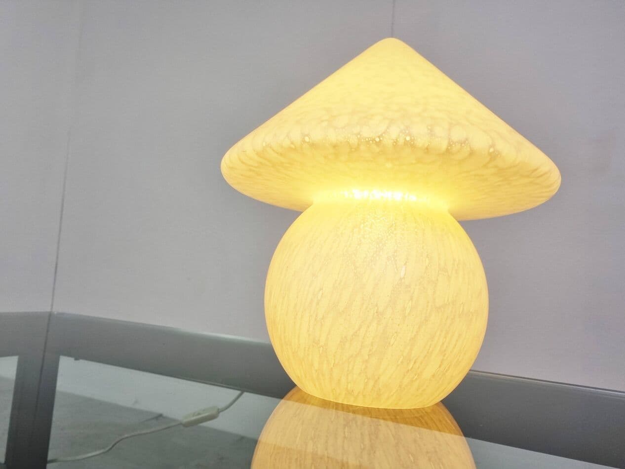 Lampa stołowa Mushroom, żółty, szkło, Niemcy, lata 70. - 270663